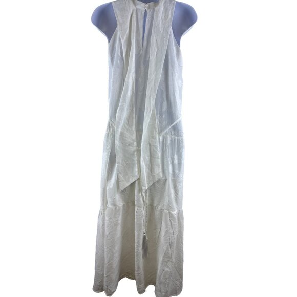 Melloday Jacquard Women's Midi Sundress Ivory Sleeveless Mock Neck Small NEW - Picture 6 of 16